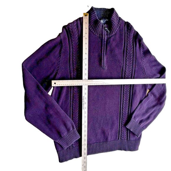 Calvin Klein Dark purple Long Sleeve Pullover Zip Mock Neck Sweater plus XXL - Picture 3 of 7